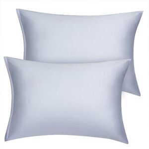 Soft Silky Satin Pillowcases Zipper Set of 2, Silver(20"x36")